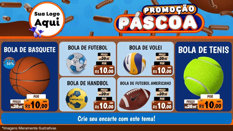 Modelo de TV para TV Horizontal com o tema Promoção Páscoa para Artigos Esportivos
