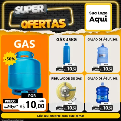 Modelo de Rede Social para Feed Facebook com o tema Super Ofertas para Água e gás