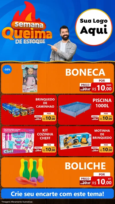 Modelo de TV para TV Vertical com o tema Semana Queima de Estoque para Brinquedos