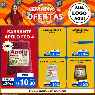 Modelo de Rede Social para Feed Facebook com o tema Semana de Ofertas para Armarinho e Aviamentos