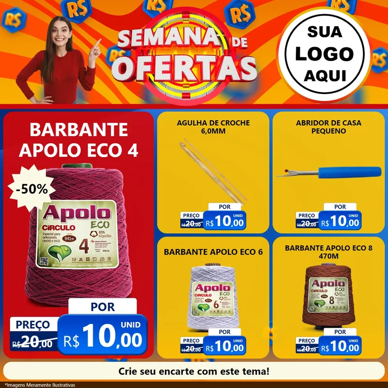 Modelo de Rede Social para Feed Facebook com o tema Semana de Ofertas para Armarinho e Aviamentos