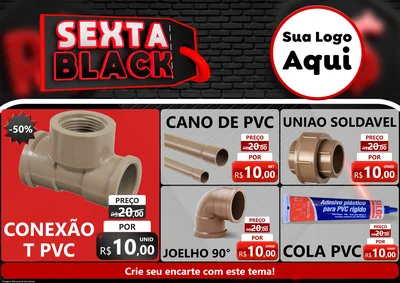 Modelo de Encarte para Encarte A4 Horizontal com o tema Sexta Black para Tubos e conexões