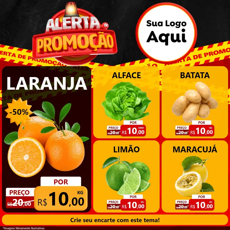 Modelo de Rede Social para Feed Facebook com o tema Alerta de Promoção para Hortifrúti