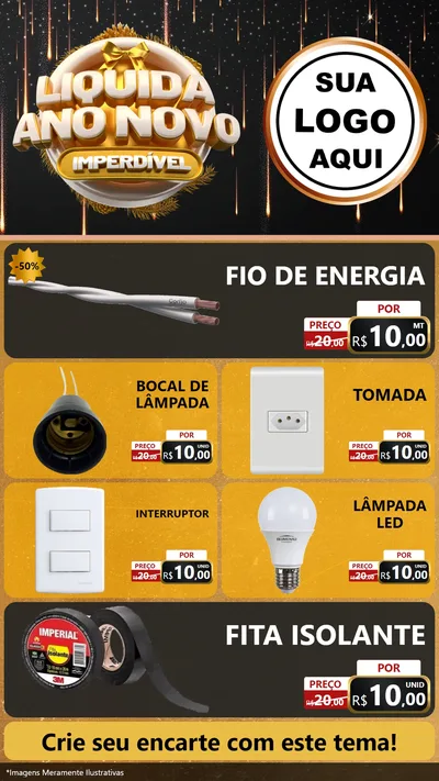 Modelo de TV para TV Vertical com o tema Liquida Ano Novo Imperdível para Materiais Elétricos
