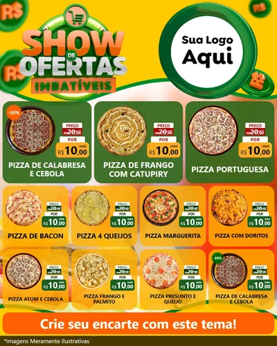 Modelo de Rede Social para Feed Instagram com o tema Show de Ofertas Imbatíveis para Pizzaria