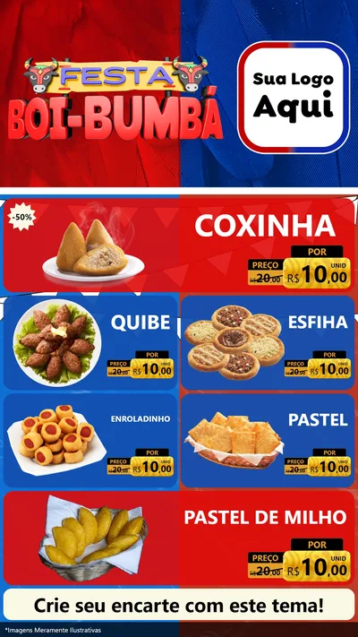 Modelo de TV para TV Vertical com o tema Festa Boi Bumbá para Salgadaria