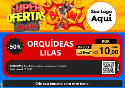 Modelo de Cartaz para Cartaz A4 Horizontal com o tema Super Ofertas Julho para Floricultura e jardim