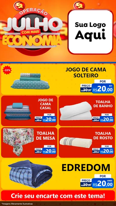 Modelo de TV para TV Vertical com o tema Operação Julho Com Mais Economia para Cama, Mesa e Banho