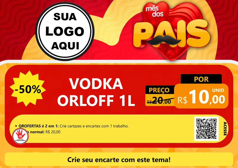 Modelo de Cartaz para Cartaz A4 Horizontal com o tema Mês Dos Pais para Distribuidora de bebidas