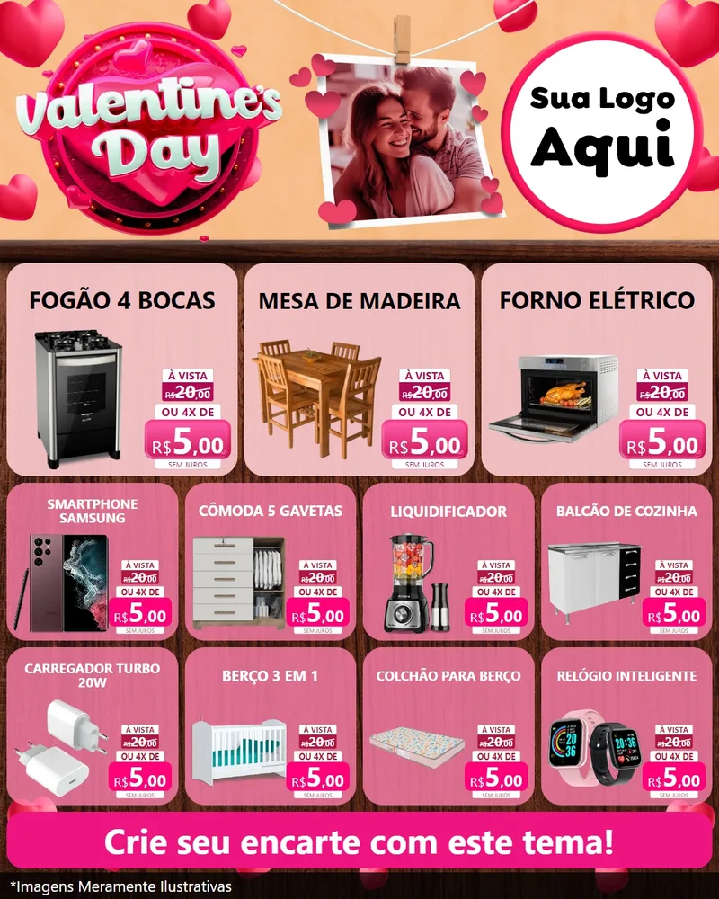 Modelo de Rede Social para Feed Instagram com o tema Valentine's Day para Móveis e Eletro