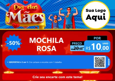 Modelo de Cartaz para Cartaz A4 Horizontal com o tema Dia das Mães para Papelaria
