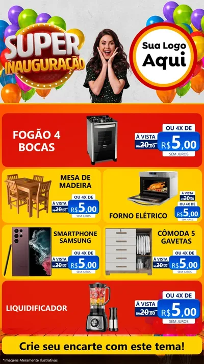 Modelo de TV para TV Vertical com o tema Super Inauguração para Móveis e Eletro
