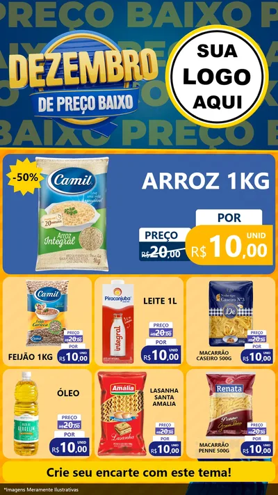 Modelo de Rede Social para Stories com o tema Dezembro de Preço Baixo para Supermercado