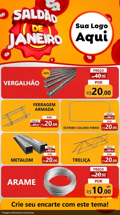 Modelo de TV para TV Vertical com o tema Saldão de Janeiro para Ferragens
