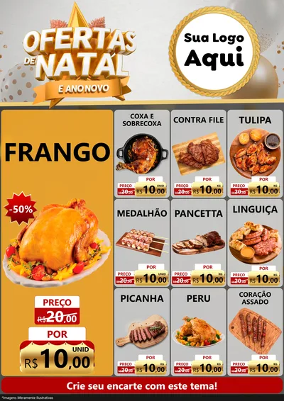 Modelo de Encarte para Encarte A4 Vertical com o tema Ofertas De Natal E Ano Novo para Assados