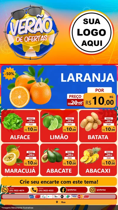 Modelo de Rede Social para Stories com o tema Verão de Ofertas para Hortifrúti
