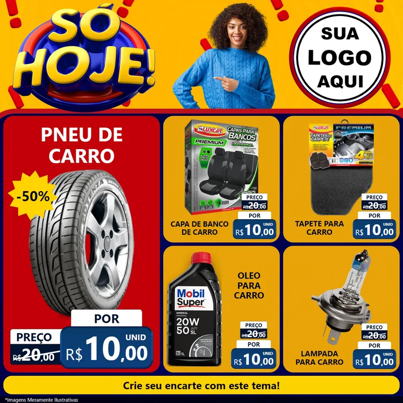 Modelo de Rede Social para Feed Facebook com o tema Só Hoje! para Auto peças