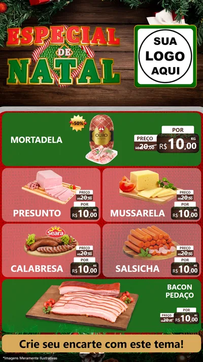 Modelo de TV para TV Vertical com o tema Especial de Natal para Frios e Laticínios