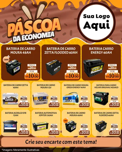 Modelo de Rede Social para Feed Instagram com o tema Páscoa da Economia para Baterias Elétricas