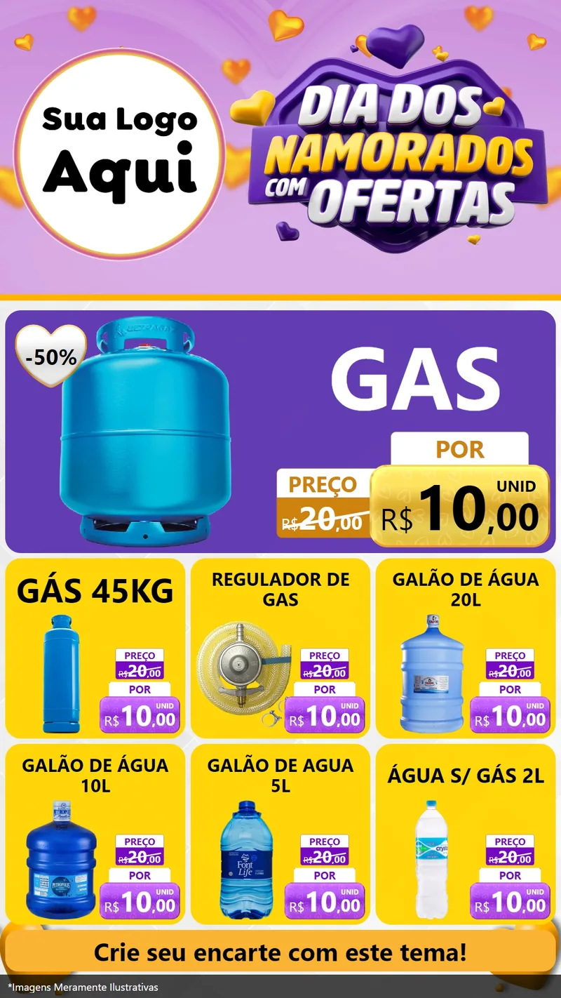 Modelo de Rede Social para Stories com o tema Dia Dos Namorados Com Ofertas para Água e gás