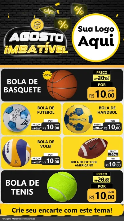 Modelo de TV para TV Vertical com o tema Agosto Imbatível para Artigos Esportivos