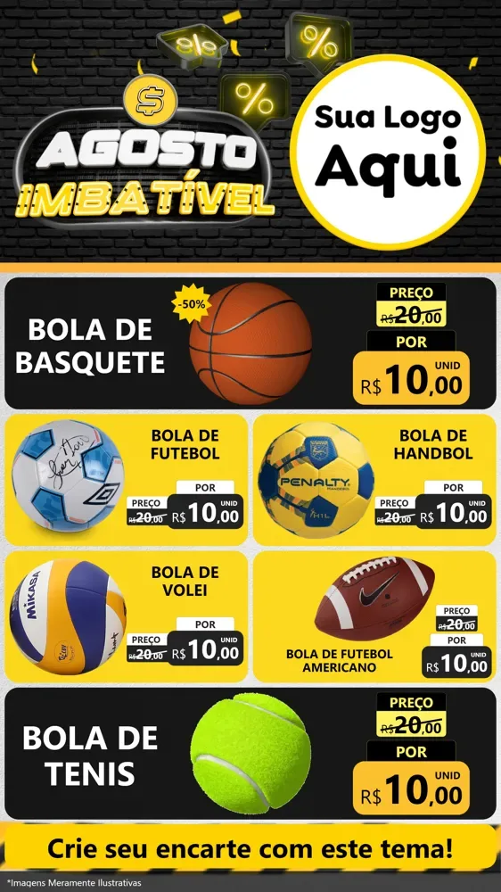 Modelo de TV para TV Vertical com o tema Agosto Imbatível para Artigos Esportivos