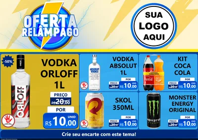 Modelo de Encarte para Encarte A4 Horizontal com o tema Oferta Relâmpago para Distribuidora de bebidas