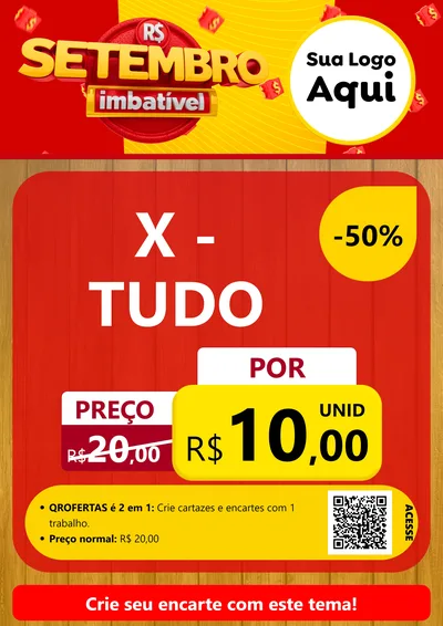 Modelo de Cartaz para Cartaz A4 Vertical com o tema Setembro Imbatível para Hamburgueria