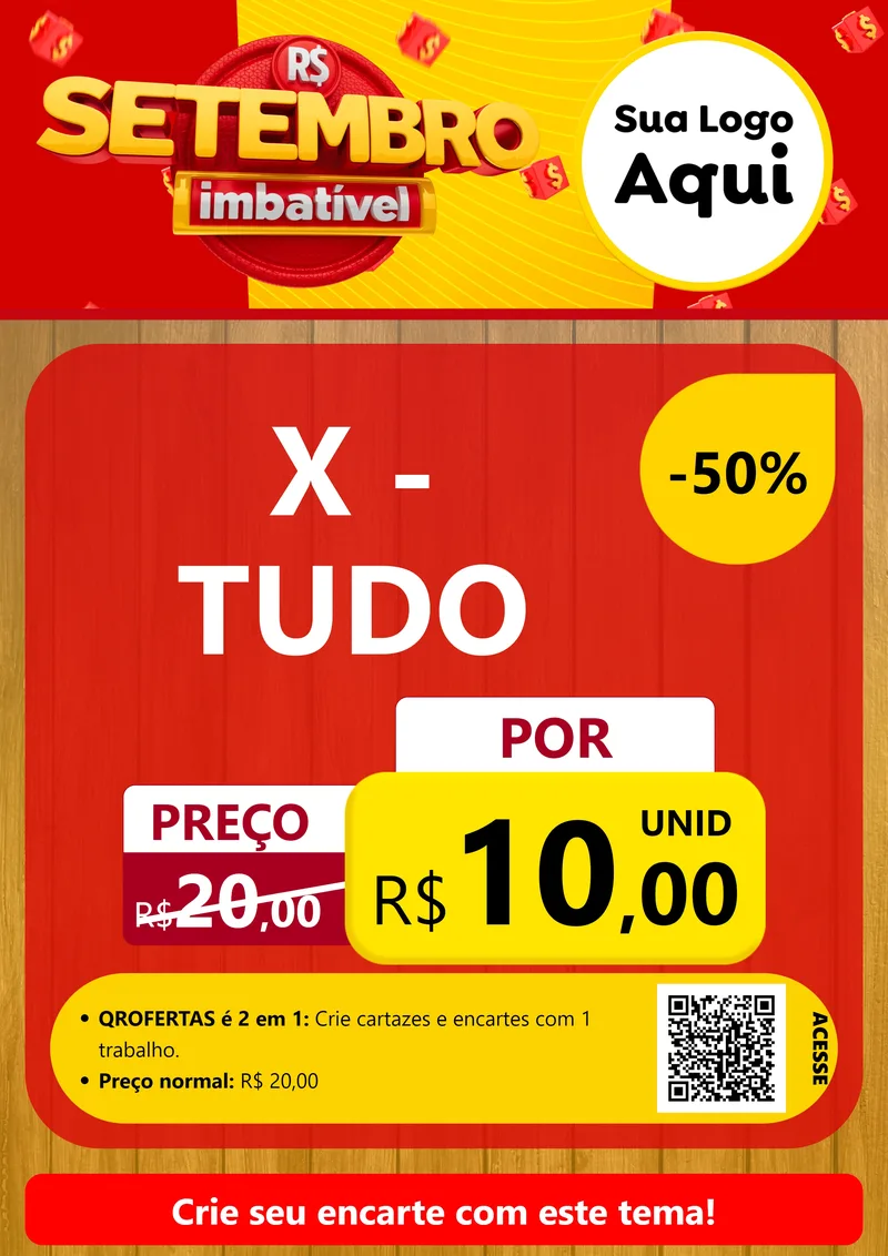 Modelo de Cartaz para Cartaz A4 Vertical com o tema Setembro Imbatível para Hamburgueria
