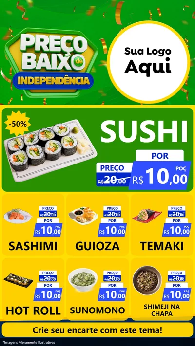 Modelo de Rede Social para Stories com o tema Preço Baixo de Independência para Comida japonesa