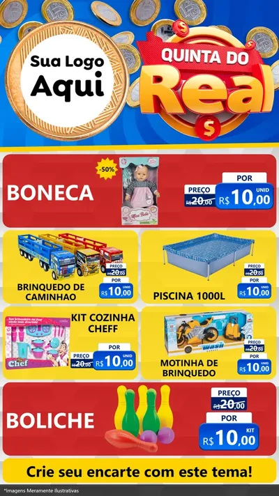Modelo de TV para TV Vertical com o tema Quinta do Real para Brinquedos