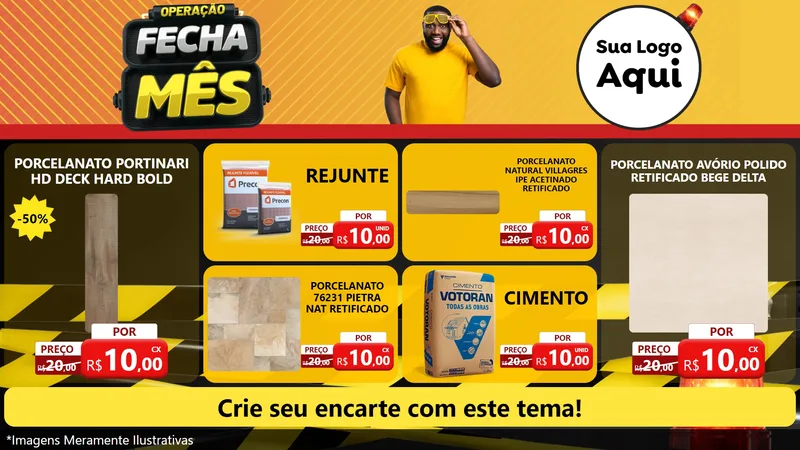 Modelo de TV para TV Horizontal com o tema Operação Fecha Mês para Pisos e revestimentos