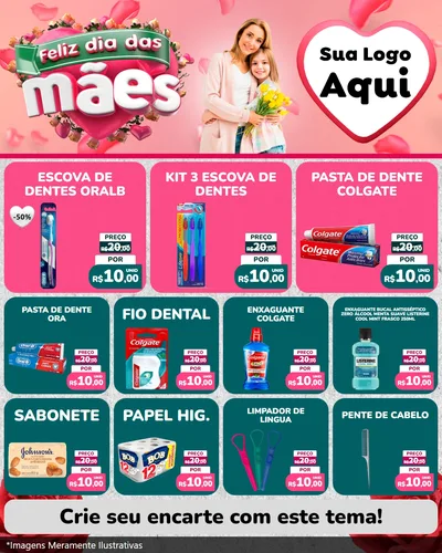 Modelo de Rede Social para Feed Instagram com o tema Feliz Dia das Mães para Higiene Pessoal