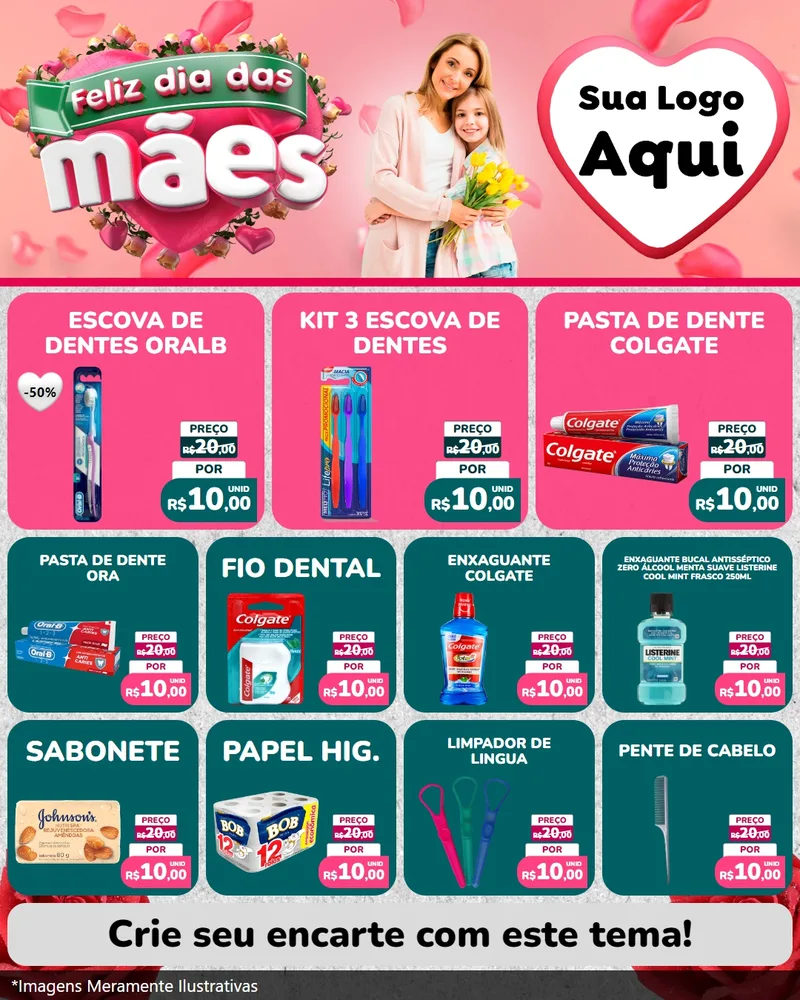 Modelo de Rede Social para Feed Instagram com o tema Feliz Dia das Mães para Higiene Pessoal