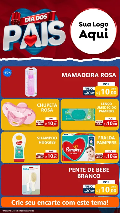 Modelo de TV para TV Vertical com o tema Dia dos Pais para Bebês