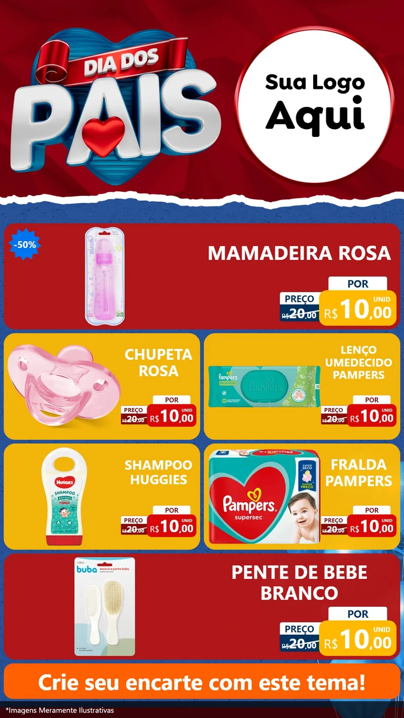 Modelo de TV para TV Vertical com o tema Dia dos Pais para Bebês