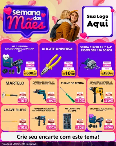 Modelo de Rede Social para Feed Instagram com o tema Semana das Mães para Maquinas e Ferramentas