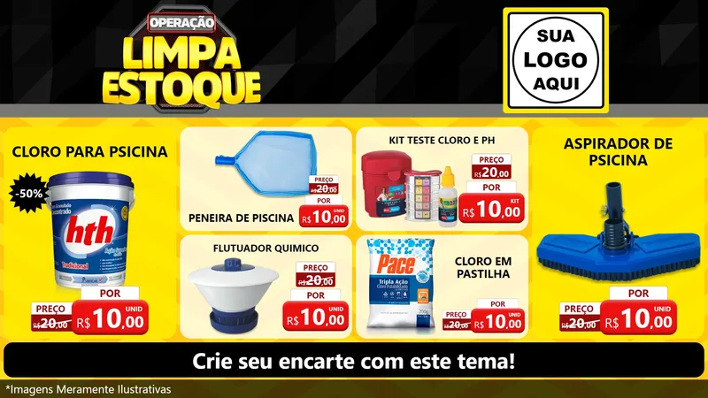 Modelo de TV para TV Horizontal com o tema Operação Limpa Estoque para Produtos para Piscina