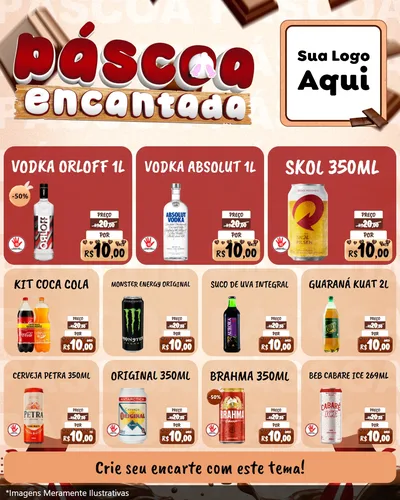 Modelo de Rede Social para Feed Instagram com o tema Páscoa Encantada para Distribuidora de bebidas
