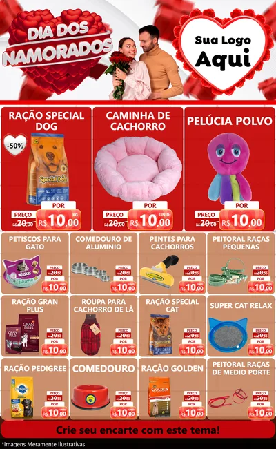 Modelo de Encarte para Encarte Grande com o tema Dia dos Namorados para Pet Shop