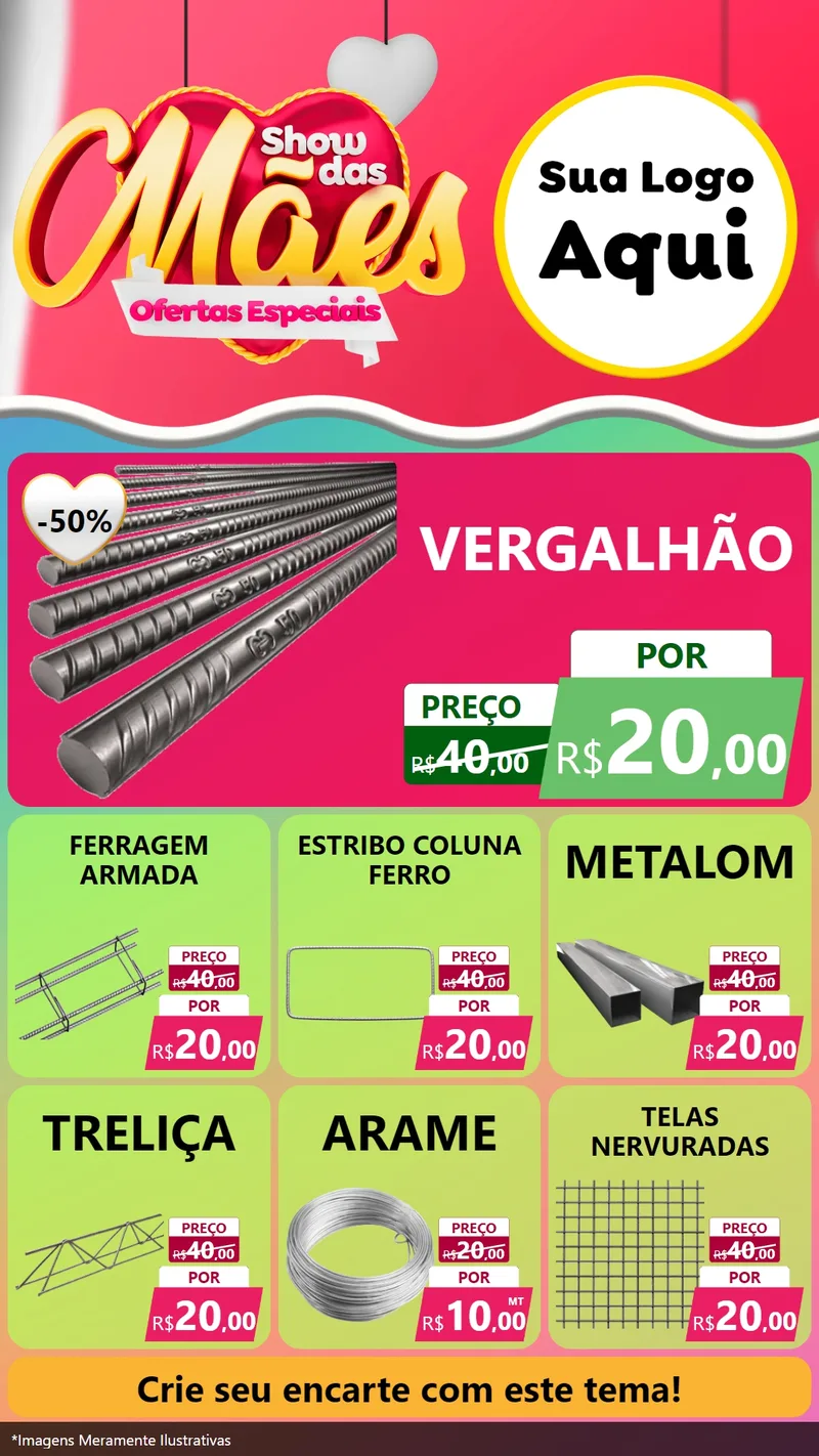 Modelo de Rede Social para Stories com o tema Show das Mães - Ofertas Especiais para Ferragens