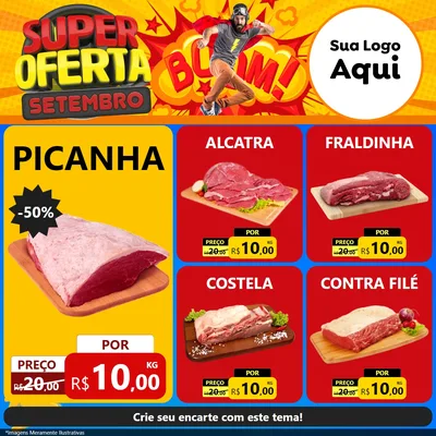 Modelo de Rede Social para Feed Facebook com o tema Super Oferta Setembro para Açougue