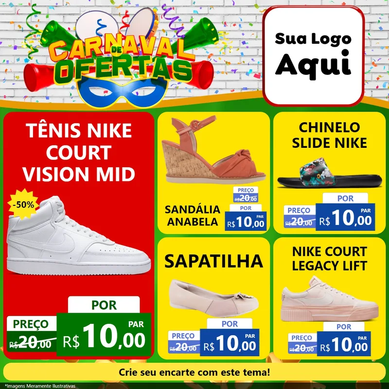 Modelo de Rede Social para Feed Facebook com o tema Carnaval de Ofertas para Calçados
