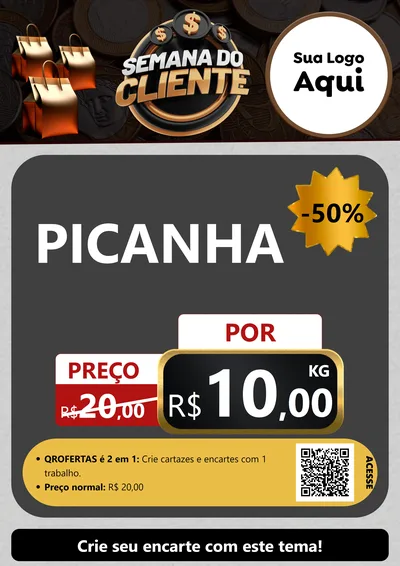 Modelo de Cartaz para Cartaz A4 Vertical com o tema Semana do Cliente para Açougue