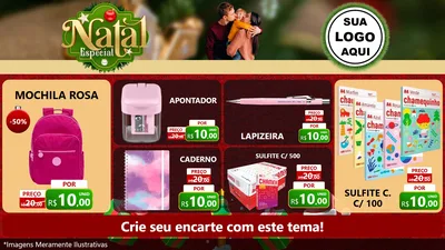Modelo de TV para TV Horizontal com o tema Natal Especial para Papelaria