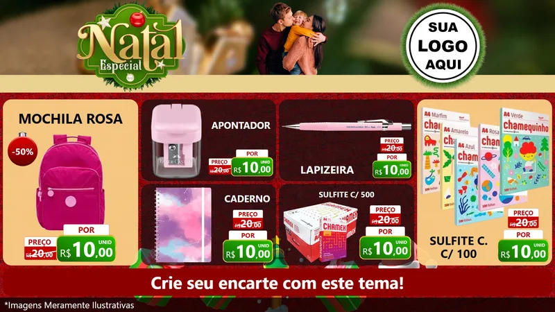 Modelo de TV para TV Horizontal com o tema Natal Especial para Papelaria
