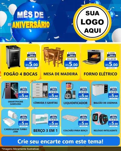 Modelo de Rede Social para Feed Instagram com o tema Mês de Aniversário para Móveis e Eletro
