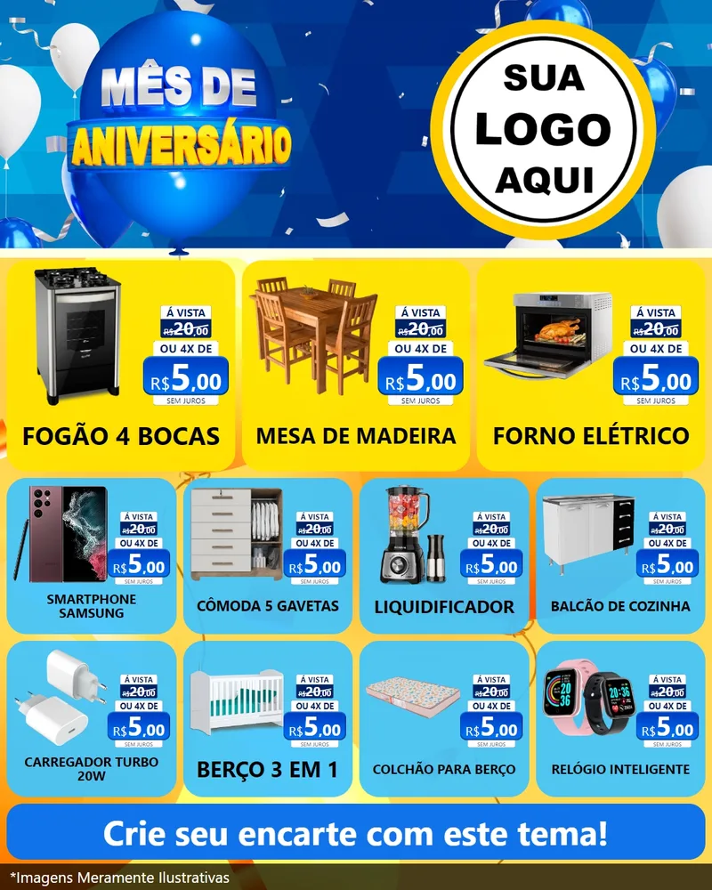Modelo de Rede Social para Feed Instagram com o tema Mês de Aniversário para Móveis e Eletro