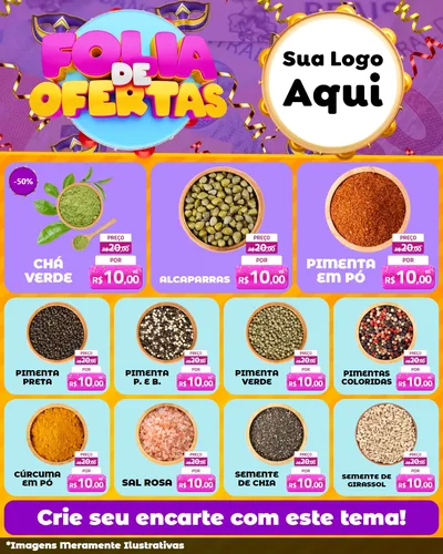 Modelo de Rede Social para Feed Instagram com o tema Folia de Ofertas para Produtos Naturais