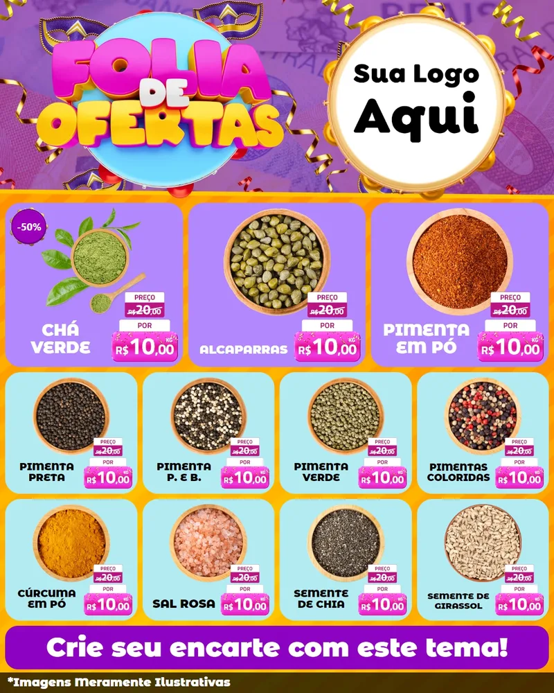 Modelo de Rede Social para Feed Instagram com o tema Folia de Ofertas para Produtos Naturais